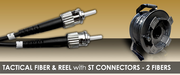 500 Foot TFS DuraTAC® Stainless Steel Armored Tactical Fiber Cable terminated with 2 ST Connectors - Single Mode - with Reel